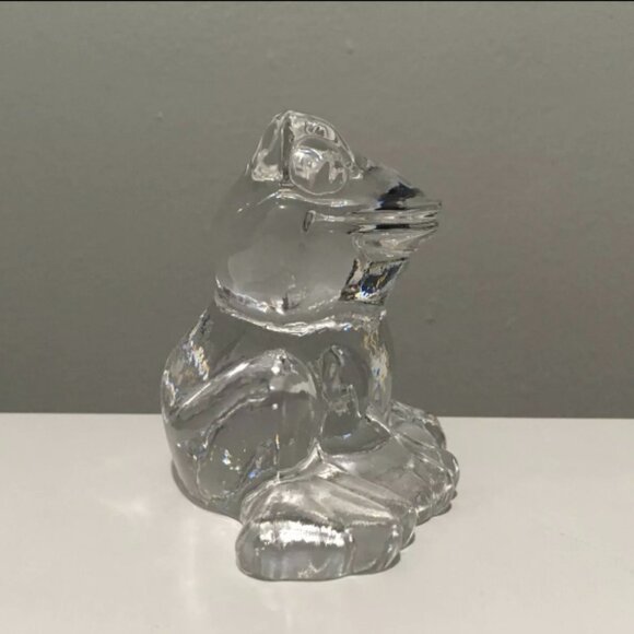 Vintage Goebel 14.3-oz Crystal Frog Paperweight 3.5" Clear Glass - Picture 3 of 5